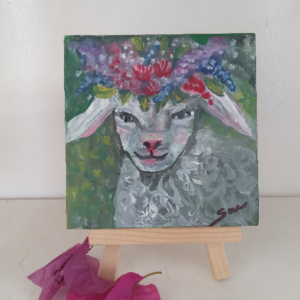 Little Lamb on Easel 4"x4"