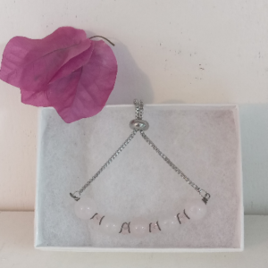 Simply Wrapped Adjustable Gemstone Bracelet Rose Quartz & Silver