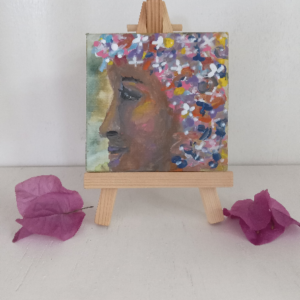Flowers For Her Hair on Easel 3"x3"