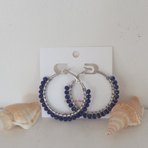 Simply Wrapped Crystal Wrapped Hoops blue & silver