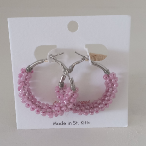 Simply Wrapped Seed Bead Hoops metallic pink & silver