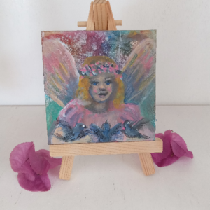 Bird Fairy on Easel 3"x3"