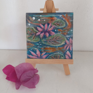 Water Lillies on Easel 3"x3"