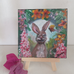 Rabbit on Easel 4"x4"